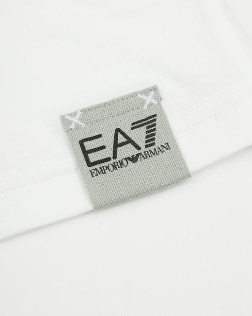 EA7 White Logo Round-Necked T-Shirt for men