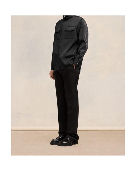 AMI Black High Collar Shirt for men