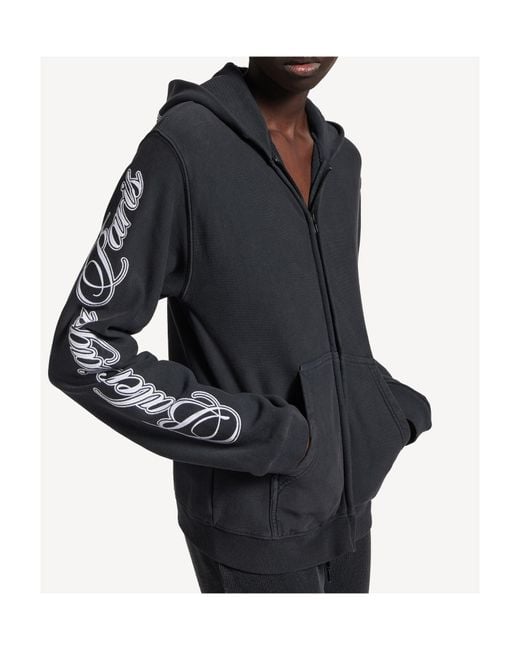 Balenciaga Blue Cursive Zip-Up Hoodie