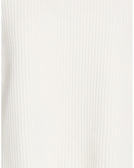 Max Mara White Mock-Neck Ribbed Knit Sweater