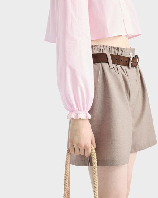 Prada Gray Logo-Patch Elasticated Waistband Shorts