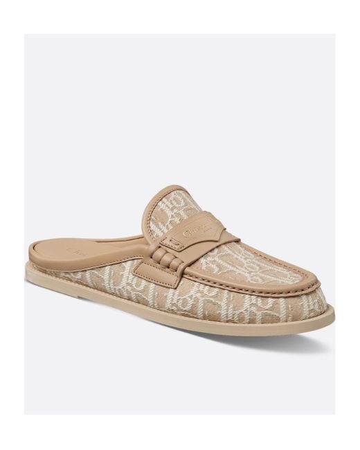 Dior White Christian Logo Jacquard Slip-On Sandals
