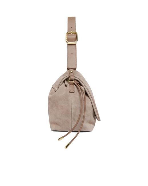 Marella Gray Suede Drawstring Bag