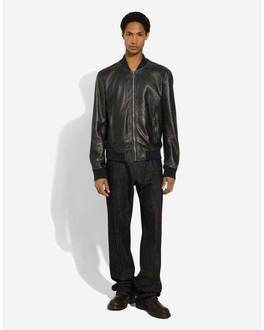 Dolce & Gabbana Black Logo Plaque Straight-Leg Jeans for men