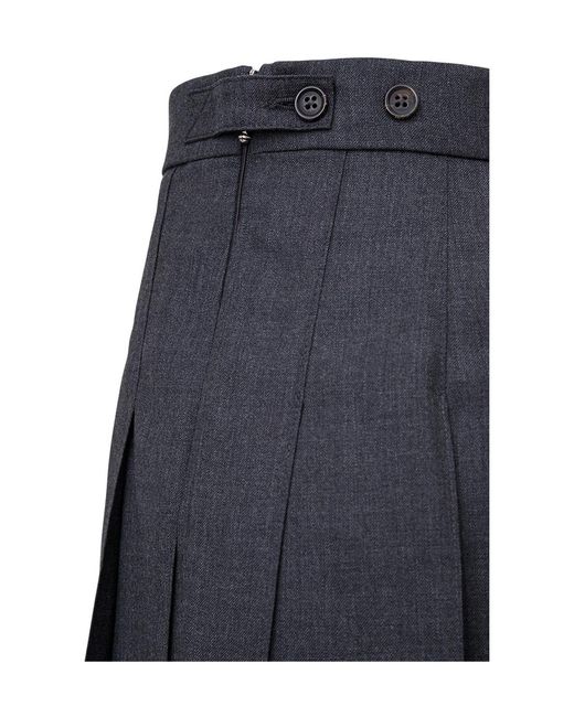 Thom Browne Blue Pleated Mini Skirt