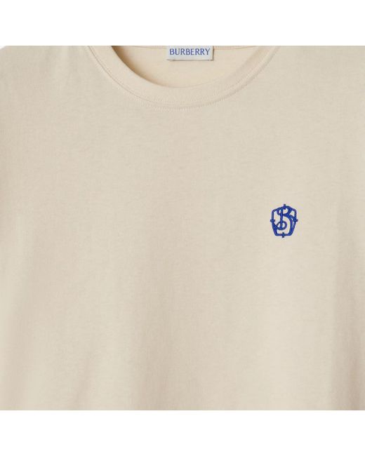 Burberry White Logo Embroidered Crewneck T-Shirt