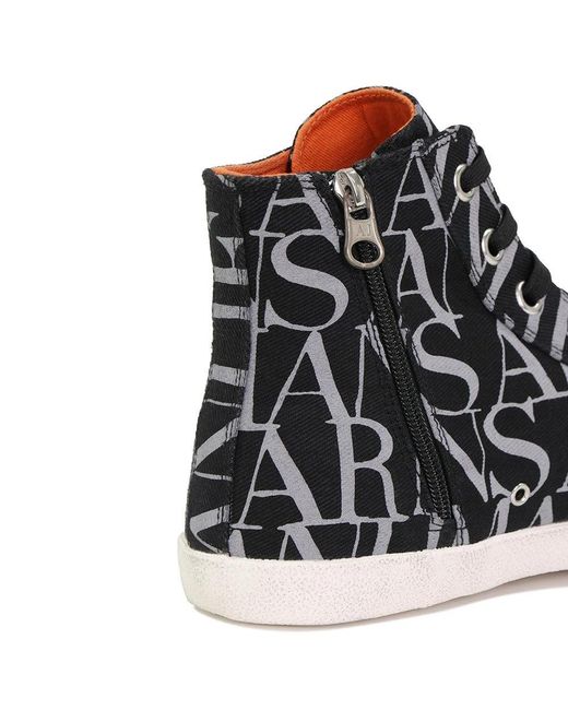 Armani Jeans Black High-Top Round-Headed Leisure Sports Shoes for men