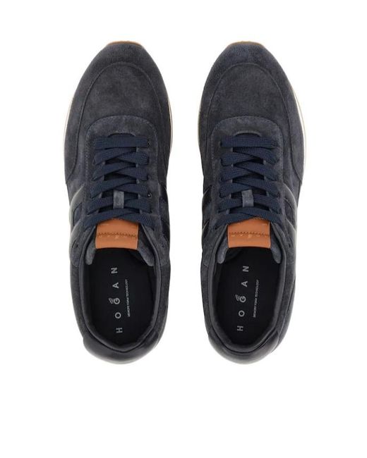 Hogan Blue Logo Patch Lace-Up Sneakers for men
