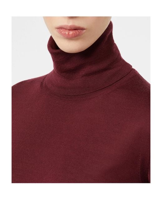 Max Mara Red Wool Yarn Polo-Neck Sweater
