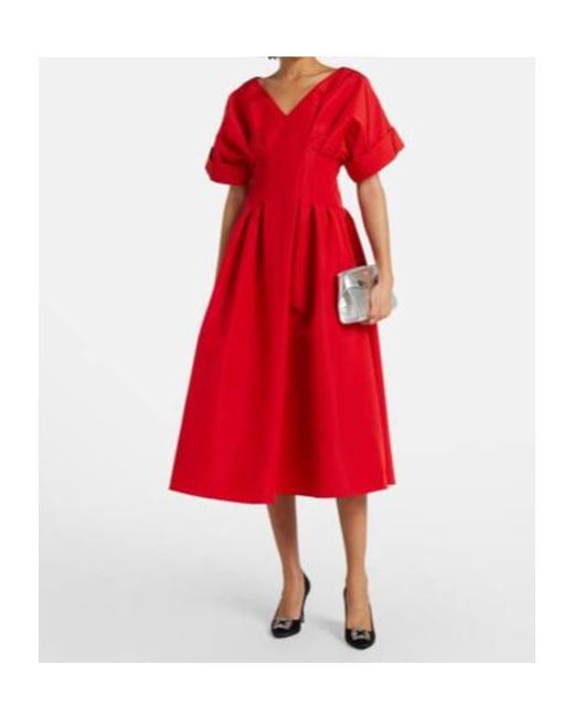 Carolina Herrera Gathered Silk Midi Dress
