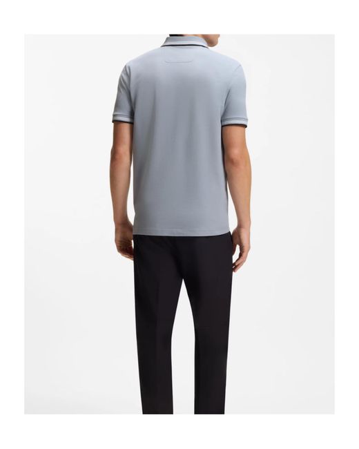 Boss Blue Collared Short-Sleeved Polo Shirt for men