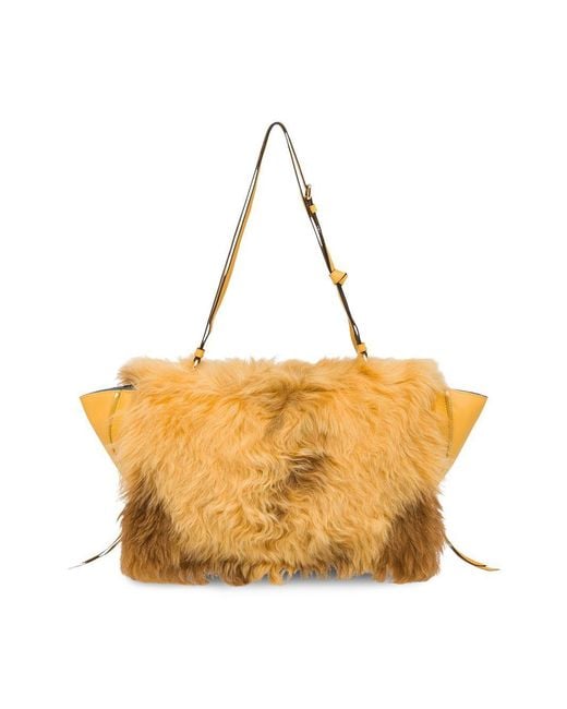 Prada Metallic Shearling Detail Bag