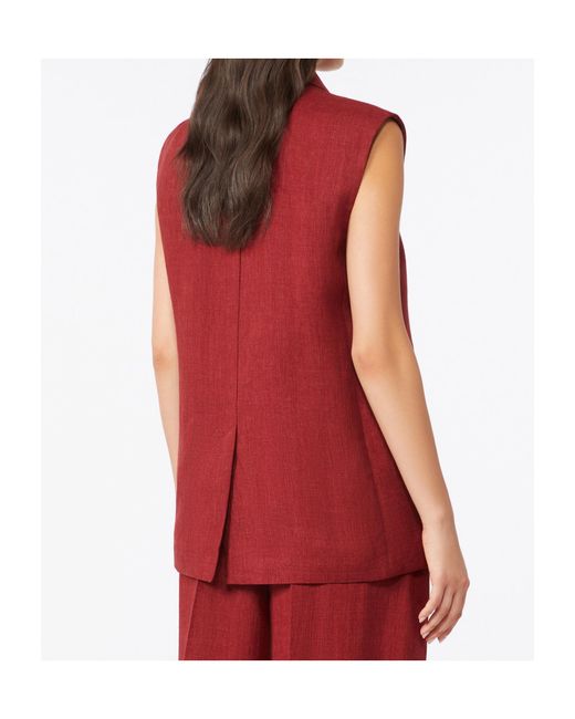 Max Mara Red Linen Twill Gilet
