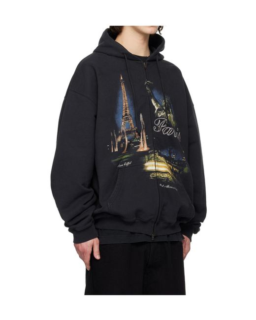 Vetements Blue Paris Tourist Zip-Up Hoodie for men
