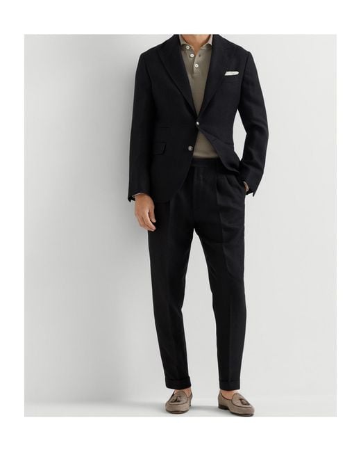 Brunello Cucinelli Black Peak-Lapel Blazer for men