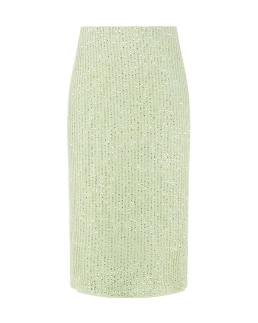 Fabiana Filippi Green Sequin-Embellished Knitted Skirt
