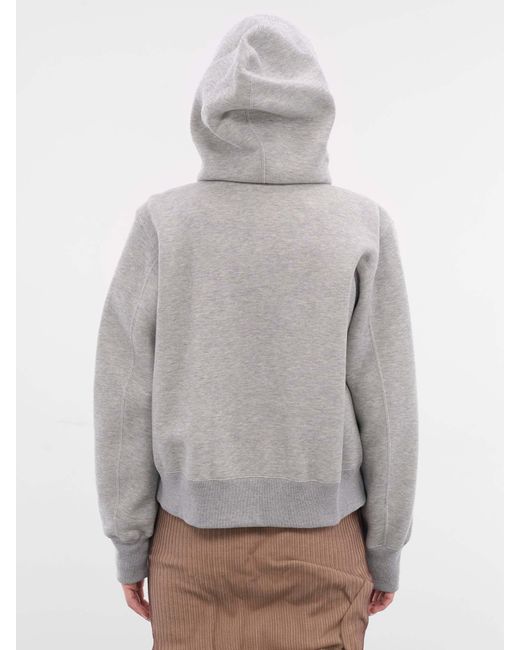 Sacai Gray Long-Sleeved Hooded Jacket