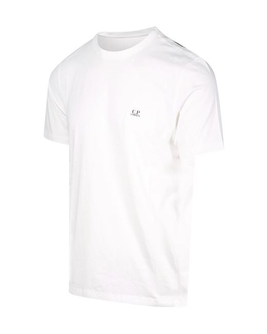 C P Company White Short-Sleeved Round Neck T-Shirt for men