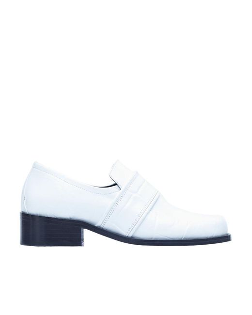 By Far White Embossed Round Head Loafers