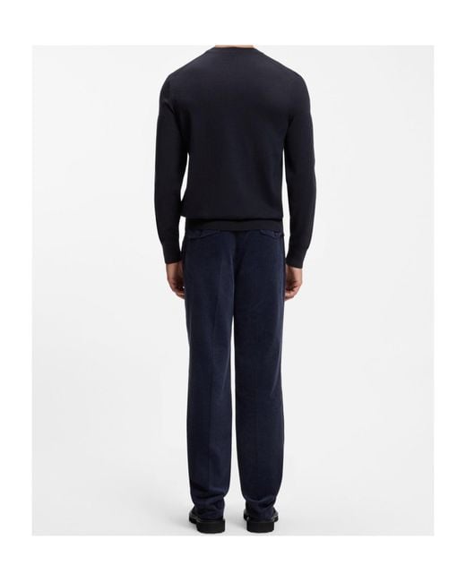 Boss Blue Long-Sleeved Wool Sweater for men