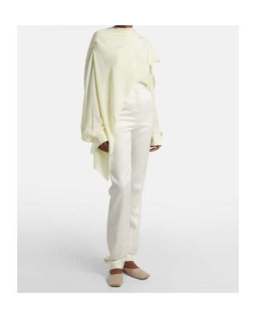 Calvin Klein White Lucia High-Rise Wool And Silk Slim Pants
