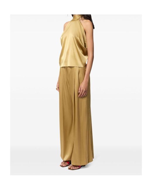 Nina Ricci Yellow Halterneck Satin Blouse