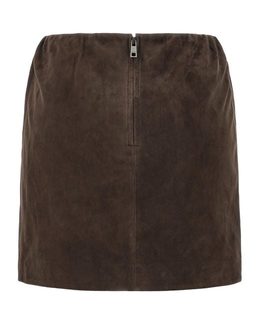 ROTATE BIRGER CHRISTENSEN Brown Leather Mini Skirt