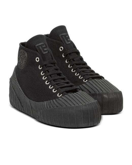 Balmain Black Canvas Riff Sneakers for men