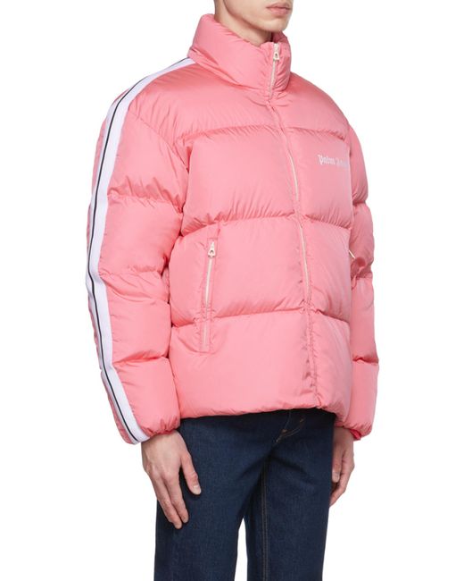 Palm Angels Pink Logo-Print Padded Jacket for men