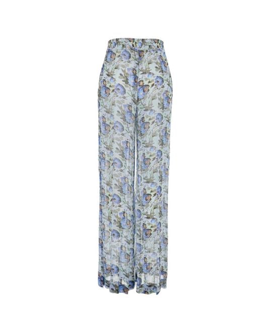 Semicouture Blue Semi Couture Floral Wide-Leg Pants