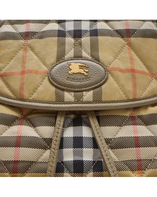 Burberry Natural Horseshoe Checked Quilted Backpack for men