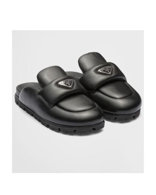 Prada Black Soft Padded Nappa Leather Sabots
