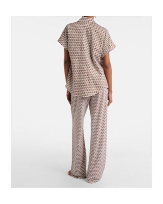 Max Mara Gray Abate Printed Wide-Leg Pants