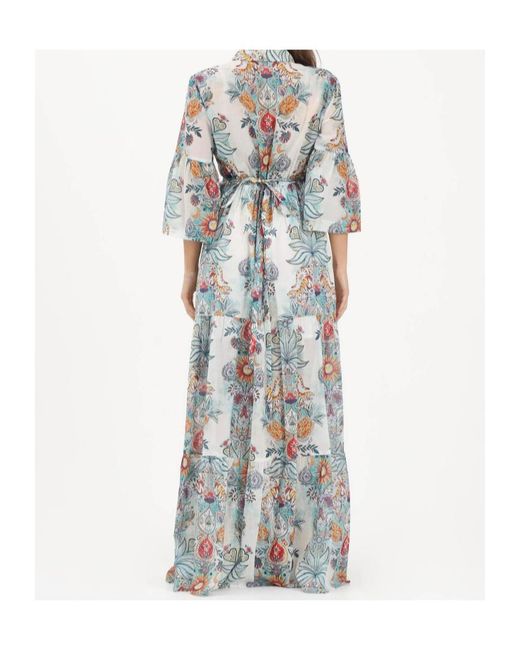 Just Cavalli White Long Dress With Pattern