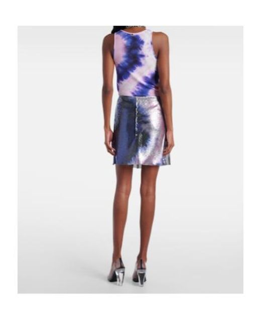 Rabanne Blue Tie-Dye Metallic Miniskirt