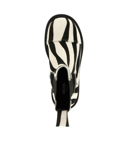 Moschino Black Zebra-Print Ankle Boots