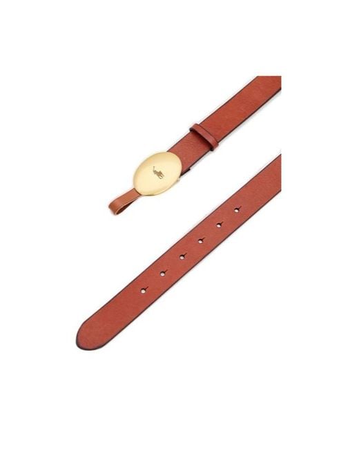 Ralph Lauren Brown Polo Logo Plaque Buckled Belt