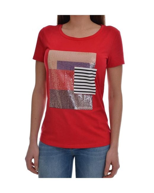 Armani Jeans Red Logo Details T-Shirt