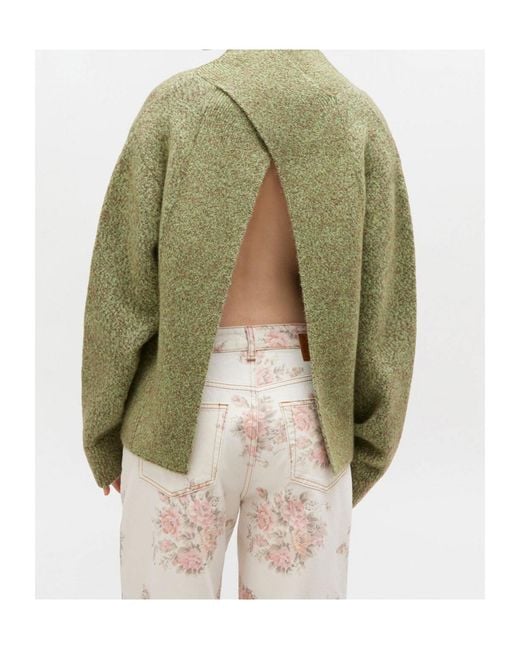 Ganni Green Open-Back Sweater