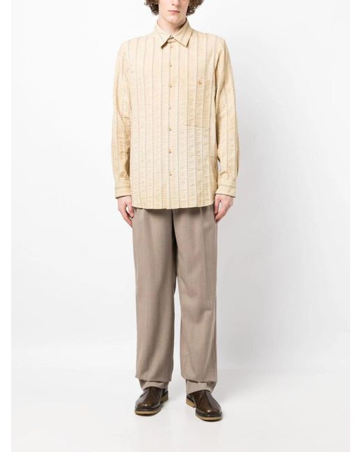 Uma Wang White Tab Striped Cotton Shirt for men