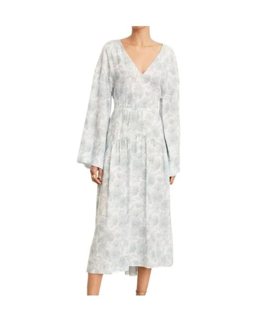 Vince Gray Dahlia Floral-Printed Pleated Dress