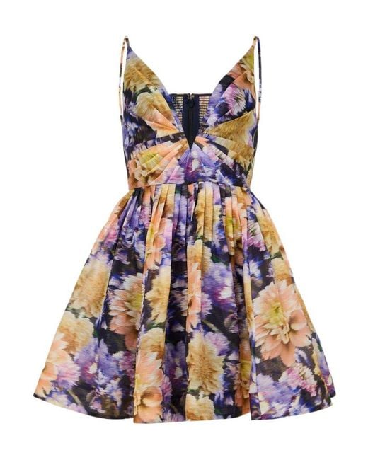 Zimmermann Multicolor Luna V-Neck Mini Dress