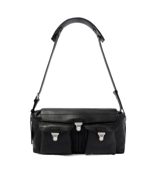 Lemaire Black Soft Gear Leather Shoulder Bag for men