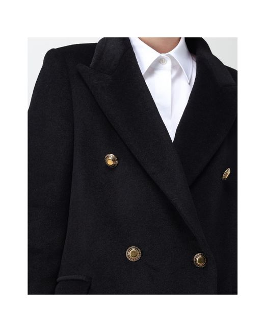 Tagliatore Black Belted-Waist Double-Breasted Coat