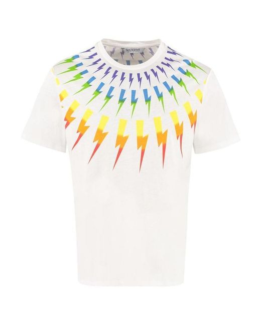 Neil Barrett White Lightning Printed T-Shirt for men