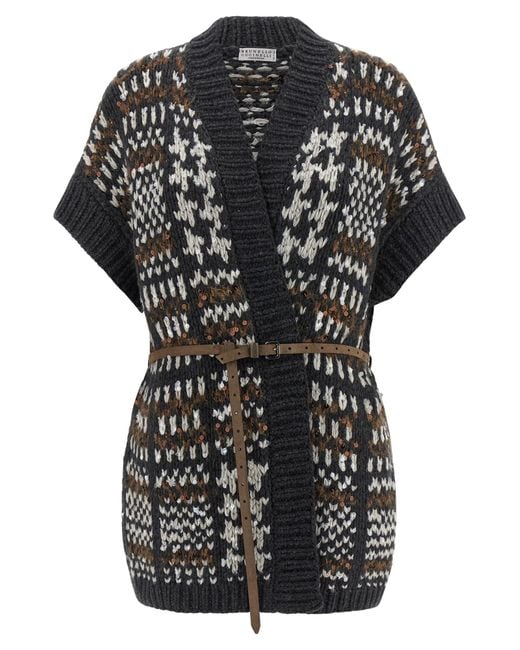 Brunello Cucinelli Black 'Opera Prince Of Wales' Cardigan