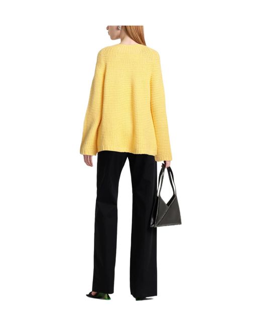 Weekend by Maxmara Yellow Solid Wool Knit Sweater