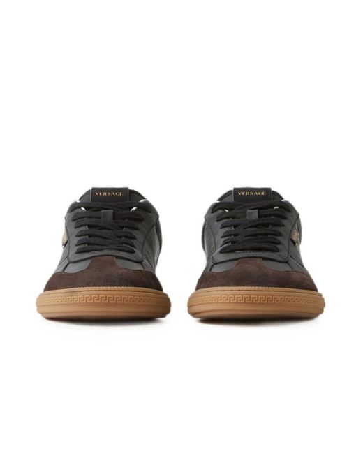 Versace Black Logo-Detail Low-Top Sneakers for men