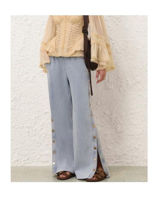 Zimmermann Gray Runway Rebellion Denim Snap Pant
