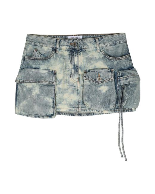 The Attico Blue The Cargo Denim Mini Skirt